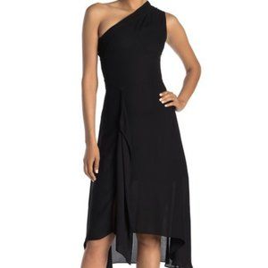 REISS Ada One Shoulder High/Low Dress Black Size 6